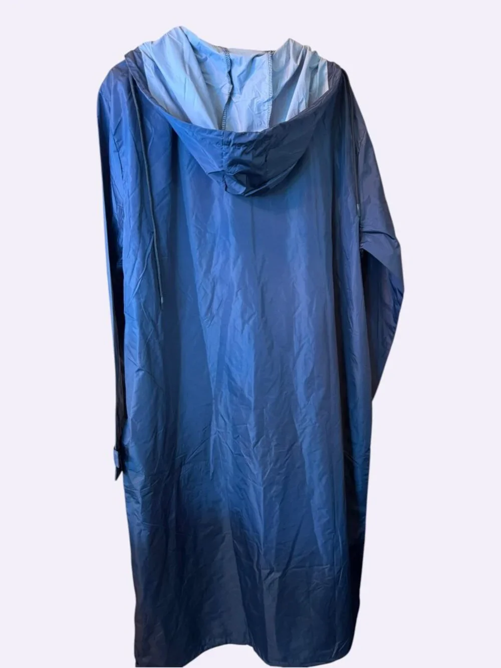 COOFANDY Men’s Long Waterproof Raincoat Jacket Hooded Navy Blue L NWT